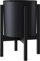 FaithLand Plant Pot 10 inch - Perfectly Fits Mid-Century Modern Plant Stand - Drainage Plug and Drainage Mesh Screen - Matte Black Planter by GreenHaven Gardens