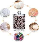 2 Pack Qtip Holder Dispenser Rose Gold Black Leopard Bathroom Storage Canister Lid Acrylic Plastic Apothecary Jar Set Vanity Makeup Organizer for Cotton Swab/Ball/Round Pads, Floss by CozyNest Decor
