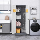 Locking Cabinet,Metal Storage Cabinet with Doors and Shelves,Broom Closet Storage Cabinets for Bedroom,Home Office,Grey-White by CozyNest Decor