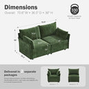 Oversized Loveseat Sofa, Modern Modular Sectional Couch Green Fluffy Chenille Mid Century 2-Seat 24.5" Deep Seat for Apartment, Living Room, Bedroom by CozyNest Decor