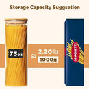 73oz Glass Pasta Storage Jars, Tall Glass Jars with Bamboo Lids, Spaghetti Container, Set of 3, Kitchen Storage Containers for Pasta, Pantry Organizers by CozyNest Decor