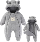 Fairy Baby Newborn Baby Winter Snowsuit Bear Thick Romper Footie Double Zip Hooded Jumpsuit Fleece Coat Infant Boy Girl 0-12M by TinyTreasures Baby Boutique