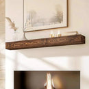 56x8x5 Fireplace Mantel - Handcrafted Hollow Rustic Solid Wood Wall Mounted Floating Shelf with Invisible Heavy Duty Wood Bracket (Weathered Brown) by CozyNest Decor