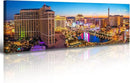 Las Vegas Skyline Wall Art Cityscape Canvas Prints City Modern Building Posters Bellagio Fountain Skyscraper Night View Panoramic Pictures for Home Office Living Room Decor Framed 13.8"x45.3" by CozyNest Decor