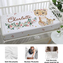 Custom Nursery Crib Bedding Set: Personalized Name 4 Piece Floral Leopard Design Baby Crib Sets for Girls - Toddler Double Layer Blanket Set, Comfortable Crib Bed Sheets for Baby Toddlers by TinyTreasures Baby Boutique