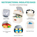 PIIOSER Breast Milk Storage Cooler Bag with Ice Pack, Fits 4 Baby Bottles Up to 5 Ounce, Small Insulated Breastmilk Cooler Travel Bag with Handle Buckle for Nursing & Working Mom Daycare (Cream-XS-1 by TinyTreasures Baby Boutique