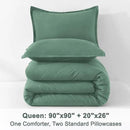 Litanika Comforters Queen Size Haze Green, 3 Pieces Lightweight Solid Bedding Set & Collections, All Season Fluffy Bed Set (90x90 Inches Comforter & 2 Pillowcases) by CozyNest Decor
