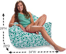 Posh Creations Structured Comfy Bean Bag Chair for Gaming, Reading, and Watching TV, Malibu Lounge, Canvas - Roses Mint by TinyTreasures Baby Boutique