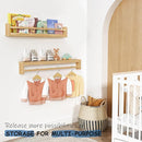 Upgraded Wooden Wall Bookshelf for Kids Books, Large Nursery Floating Shelves for Kids Bedroom, Natural Wood Wall Bookshelves for Teens Toddlers Living Room Decor (36 Inch Long 3-Pack) by TinyTreasures Baby Boutique
