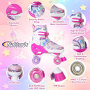 Nattork Kids Roller Skates for Girls Boys Kids, 4 Sizes Adjustable Quad Skates Butterfly and Flower with All Light up Wheels - Birthday Gift for Indoor Outdoor Sports by TinyTreasures Baby Boutique