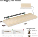 Light Wood Floating Shelves 36”x 8”x 1.4” Book Shelf Floating for Wall Mounted, Heavy Duty Shelf Hold 80 lbs, Unfinished Rustic Wall Shelves for Bedroom, Living Room, Kitchen, Office, Laundry Room by CozyNest Decor