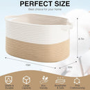 Cotton Rope Woven Storage Basket, Used for Baby Hamper Toy Organizer, Gift Baskets Empty,Kids Laundry Basket,Baby Blanket Storage. Size 15x10x8.7 Inches. (White&Khaki-3PCS) by TinyTreasures Baby Boutique