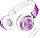 AILIHEN MS300 Purple Girl Headphones Wired with Microphone for Chromebook Laptop Computer, 3.5mm Foldable Lightweight on-Ear Headphones for School Teen Students by TinyTreasures Baby Boutique