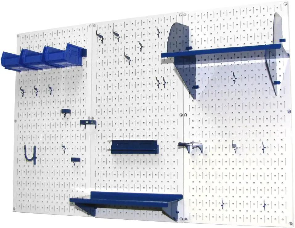 Wall Control Pegboard Organizer 4 ft. Metal Pegboard Standard Tool Storage Kit with White Toolboard and Blue Accessories, photo 2 of 6