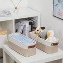 DULLEMELO 2-Pack Bathroom Baskets for Toilet, Small Storage Bins for Organizing Closets, Cabinets, Shelves, Canvas Fabric Storage Basket Bins With Leather Handles for Empty Gift Basket (White&Khaki) by TinyTreasures Baby Boutique