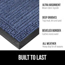 GORILLA GRIP 100% Waterproof All-Season WeatherMax Doormat, 47x35, US Designed Natural Rubber, Stain and Fade Resistant, Low Profile Indoor Outdoor Door Mats, Easy Clean Patio Mat, Navy Greek Keys by CozyNest Decor