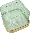 Metal Mesh Steel Basket, Storage Organizer Basket Multi-functional Hanging Kitchen Basket Fruit Basket Bin with Bamboo Handle, 9.84 x 10.2 x 7 inch, Mint Green by GreenHaven Gardens