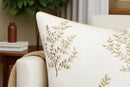 VAGMINE Embroidered Leaves Throw Pillow Cover - 20x20 Inches Square - 100% Cotton Ivory Cushion Cover - Delicate Leaf Stitchwork - Chic Home Accent for Sofa, Lounge, Rustic Farmhouse Décor by CozyNest Decor