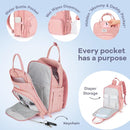 RUVALINO Diaper Bag Backpack, Multifunction Travel Back Pack for Girls, Maternity Baby Changing Bags with Changing Pad for Mom, Large Capacity, Waterproof and Stylish, Pink by TinyTreasures Baby Boutique