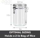 OGGI Clear Canister Airtight 61oz - Clamp Lid & Spoon - Airtight Food Storage Containers, Ideal for Kitchen & Pantry Storage of Bulk, Dry Food Including Flour, Sugar, Coffee, Rice, Tea, Spices & Herbs by CozyNest Decor