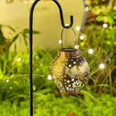 2 Pack Outdoor Solar Hanging Lantern Lights Metal LED Decorative Lamp for Garden Patio Courtyard Lawn and Table with Hollowed-Out Design (Bronze Hummingbird)