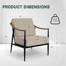Modern Accent Chair for Living Room Bedroom Mid Century Arm Chair Upholstered Office Accent Chair Comfy Waiting Room Chair with Metal Frame, Beige by CozyNest Decor