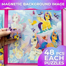 QUOKKA Magnetic Puzzles for Kids Ages 4-6 - 2x48 Travel Puzzle Games for Toddlers 3-5 Years Old - Car Activities Toy for Boys and Girls 2-4 yo - Unicorns & Mermaid Learning Magnet for Road Trip by TinyTreasures Baby Boutique