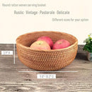 Hadewoven Round Rattan Fruit Basket Wicker Food Tray Weaving Storage Holder Dinning Room Bowl, 10 Inch Woven Bread Basket Key Bowls with 4”Wall for Table, Countertop (Large 9.8") by CozyNest Decor