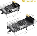 Dish Drying Rack, Expandable Stainless Steel Dish Rack with Drainboard Set Kitchen Sink Organizer for Counter, Large Capacity Kitchen Accessories, Smooth Water Flow by CozyNest Decor