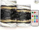 Flickering Flameless Candles, Black White Marble Gold Veins LED Candles with Remote Timer, Set of 2 Battery Operated Candle for Valentine Wedding Birthday by GreenHaven Gardens