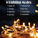 Eueasy Curtain-Lights Outdoor, 300 LED-Fairy Lights, Connectable15×3.3 FT with 8 Lighting Modes, for Balconies, Fences, Stairs Guardrails by CozyNest Decor