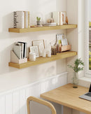 Marsmiles 24" Floating Shelves for Wall, Wooden Shelves with Invisible Brackets Set of 2, Rustic Farmhouse Wall Mounted Shelf for Kitchen Bathroom Living Room Study, Natural Oak