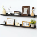 Picture Ledge Shelf for Wall, 36 inch Solid Pine Wood Nursery Book Shelves 2 Packs, Floating Ledge Shelves for Kids' Room Bedroom Bathroom Living Room Photo Frames Office Nursey Wall Decor, Black by TinyTreasures Baby Boutique