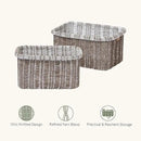 La Jolie Maison Blended Fabric Storage Baskets Set of 2, Rectangle Knitted Baskets for Organizing, Boho Decorative Baskets, Unique Design, Durable Finish, Mocha by CozyNest Decor
