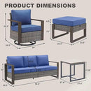 Outdoor Wicker Patio Furniture Set - 8 Piece Patio Conversation Set with 4 Wicker Swivel Rocker Chairs,2 Rattan Ottoman 1 Side Table and 1 Couch,Thick Cushions,Deep Seating(Mixed Grey/Blue) by CozyNest Decor