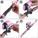 ODDSPRO Kids Fishing Pole Pink, Portable Telescopic Fishing Rod and Reel Combo Kit - with Spincast Fishing Reel Tackle Box for Girls, Youth by TinyTreasures Baby Boutique