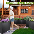 Metal Tall Long Planter Box Large Rectangular Planter Flower Pot with Drainage Holes for Indoor Outdoor Deck Porch Garden Home Patio Front Door (Black, M) by GreenHaven Gardens