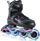 Kids Adjustable Inline Skates Ages 4-12, Youth Inlie Skates for Girls Boys 5-8 8-12 with Full Light Up Wheels, Beginner Women Adult Skates by TinyTreasures Baby Boutique