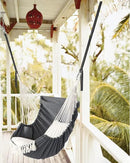 Chihee Hammock Chair Hanging Swing 2 Pillows Included,Strong Webbing Straps and Hooks for Easy Hanging Soft Cotton Hanging Chair Side Pocket Tassel Chair Comfort Indoor Outdoor Dark Grey by GreenHaven Gardens