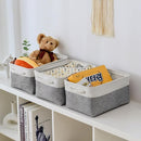 TheWarmHome Organization and Storage Basket for Shelves - 1 Pack 14x10x6.7 inch Collapsible Storage Bins, Fabric Storage Cubes for Closet Organizer Toy Gift Cloth (White & Grey) by TinyTreasures Baby Boutique