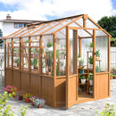 Wooden Greenhouse 6x10 FT, Walk-in Greenhouse for Outdoors with 6MM Thick Polycarbonate Panel and Adjustable Roof Vents, Garden Backyard, Wood Colour by GreenHaven Gardens
