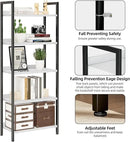 NUMENN Bookshelf, 5 Tier Bookshelves, Home Office Bookcase Shelf Storage Organizer, Free Standing Storage Shelving Unit for Bedroom, Living Room and Home Office, White&Black by CozyNest Decor