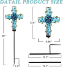 Solar Cross Garden Lights Outdoor Decorative - Solar Metal&Glass Cross Blue Hydrangea Flower Stake Lights- Waterproof 20 Warm White LED for Remembrance Gifts by GreenHaven Gardens