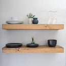 Modern Floating Shelves 3 Inches Thick for Wall, Wide Shelves for Kitchen, Living Room, Bedroom, and Bathroom, Natural Pine Wood, Rustic Wooden Shelf, (Set of 2) (Aged Oak, 48Lx3Hx8D) by CozyNest Decor