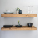 Modern Floating Shelves 3 Inches Thick for Wall, Wide Shelves for Kitchen, Living Room, Bedroom, and Bathroom, Natural Pine Wood, Rustic Wooden Shelf, (Set of 2) (Aged Oak, 36Lx3Hx6D) by CozyNest Decor
