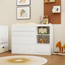 Changing Table Dresser, Baby Classic Nursery Dresser with 5 Drawers and 2 Shelves, Multi-Functional Baby Changing Table, Diaper Changing Station for Children's Room, White by TinyTreasures Baby Boutique