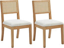 Westice Rattan Dining Chairs Set of 2, Farmhouse Natural Dining Room Chairs with Upholstered Cushion, Wood Armless Chairs for Kitchen/Restaurant by CozyNest Decor