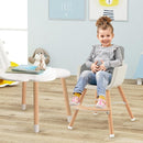 BABY JOY Convertible Baby High Chair, 3 in 1 Wooden Highchair/Booster/Chair with Removable Tray, Adjustable Legs, 5-Point Harness, PU Cushion and Footrest for Baby, Infants, Toddlers (Gray) by TinyTreasures Baby Boutique
