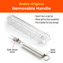 Kabob Grilling Basket Set of 4 with Removable Handle – Stainless Steel Baskets for Grilling Vegetables, Fish & Kabobs – Outdoor BBQ Accessories with Heavy-Duty Scrub Sponge by GreenHaven Gardens