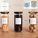 3 Set Glass Pantry Storage Jars with Acacia Airtight Lid - 35oz Thicken Glass Kitchen Canisters with 132 Pantry Labels - Clear Food Storage Containers with Wood Lid for Tea,Sugar,Cookie,Pasta by CozyNest Decor